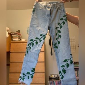 Hand Painted American Eagle Mom Jeans Size 0